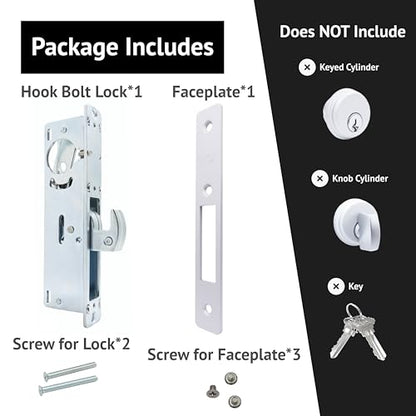 elox Storefront Narrow Stile Mortise Door Lock Hookbolt, 1-1/8" Backset, w/Aluminum & Bronze Duronodic Finish faceplate, Without Cylinder and Without Keys - color: Black,Bronze,Silver