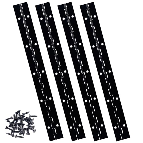 4Pack 10" Piano Hinges for Cabinet Heavy Duty Continuous 10inch 304 Stainless Steel Long Hinge for Door DIY Wood Craft Box(Black) - size: 10"(Black,4PCS)
