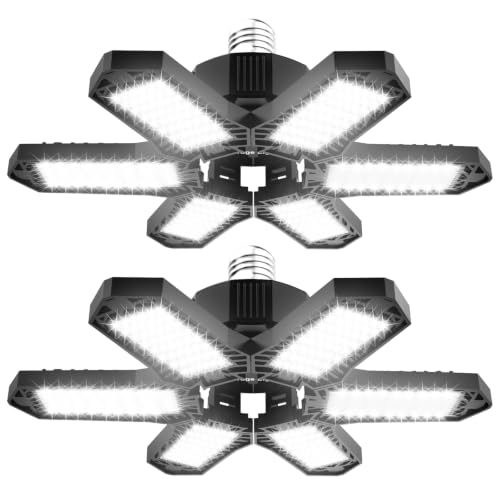Maliralt LED Garage Lights Bulb 2 Pack 180W Led Screw in Garage Lights 18000LM 6500K Bright LED Garage Ceiling Lights Deformable Garage Shop Light for Attic Basement Workshop Commercial Bay Lighting - size: 2pack