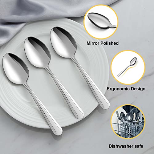 BEWOS 24 Pieces Teaspoons, 6.2 Inches Stainless Steel Teaspoons Silverware, Spoon Silverware, Coffee Spoons, Small Spoon, Mirror Polished, Dishwasher Safe, Silver Spoons For Home, Restaurant - color: Silver