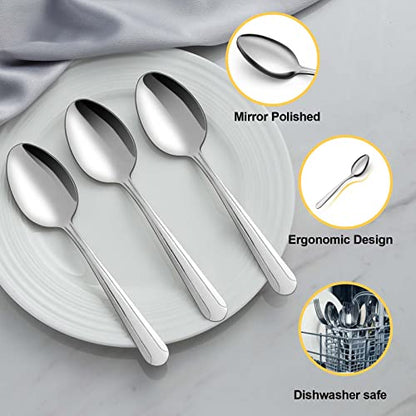 BEWOS 24 Pieces Teaspoons, 6.2 Inches Stainless Steel Teaspoons Silverware, Spoon Silverware, Coffee Spoons, Small Spoon, Mirror Polished, Dishwasher Safe, Silver Spoons For Home, Restaurant - color: Silver