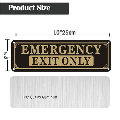 2 Pack Emergency Exit Only Sign, 10 x 3 Inches Rust Free Aluminum