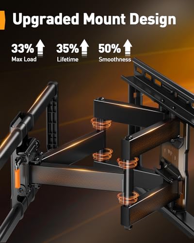 Perlegear TV Wall Mount Full Motion for 42–97 inch TVs up to 132 lbs - size: Fits 42-97" TVs / Max 16" Wood Stud