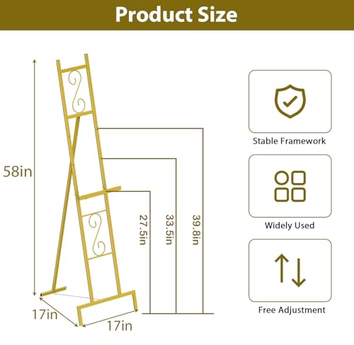 1 Pack Gold Easel Stand for Sign, Adjustable Wedding Sign Stand for Display - style: 1pack-Gold