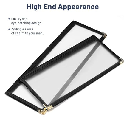 WeChef 30 Pack Restaurant Menu Covers 4.25x11" Double Stitched Menu Folder - size: 4.25x11" - 4 View