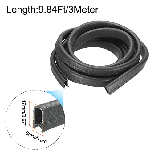 uxcell Edge Trim Black U Shape Edge Protector Rubber with Steel Clips Fits 5/32"-15/64" Edge 9.84Ft/3Meter Length Door Edge Guards - size: 4-6mm