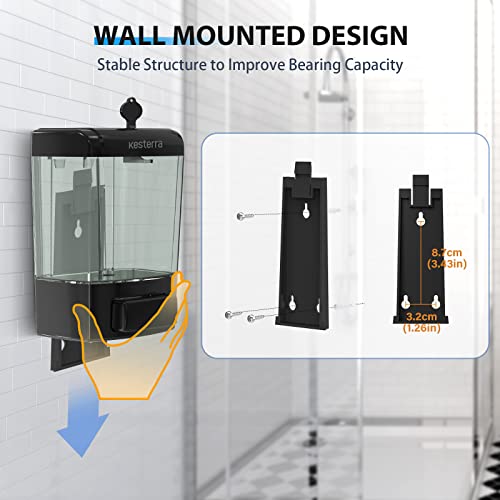 Manual Soap Dispenser, 23.7oz/700ml Wall Mount Soap Dispenser, Large Capacity Kitchen Bathroom Hand Soap Pump, Commercial Refillable Shampoo Shower Gel Lotion Dispenser, Black - color: Black 700ml