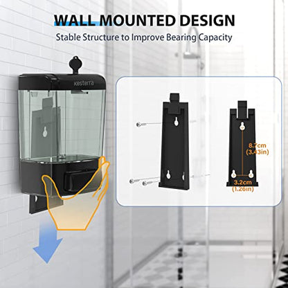Manual Soap Dispenser, 23.7oz/700ml Wall Mount Soap Dispenser, Large Capacity Kitchen Bathroom Hand Soap Pump, Commercial Refillable Shampoo Shower Gel Lotion Dispenser, Black - color: Black 700ml
