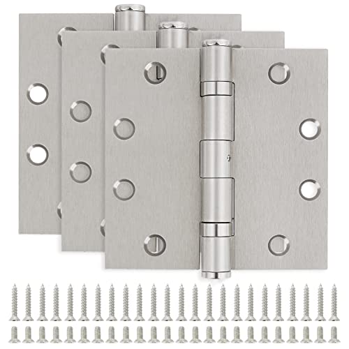 TDCHINGES Heavy Duty Door Hinges Brushed Nickel 4.5 Inch x 4 1/2" Square - color: Satin Nickel, size: 3 Pack-BB