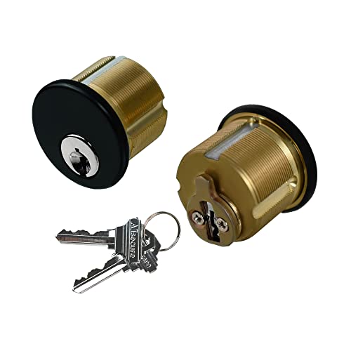 Brass Mortise Cylinder Lock，Commercial storefront Door Lock Mortise cylinders Compatible with Adams Rite, Kawneer, and Vistawall deadbolts. Comes in Black, 2-Pack ，with Matching Keys. - color: Black, size: 1 Set,Keyed Both Sides