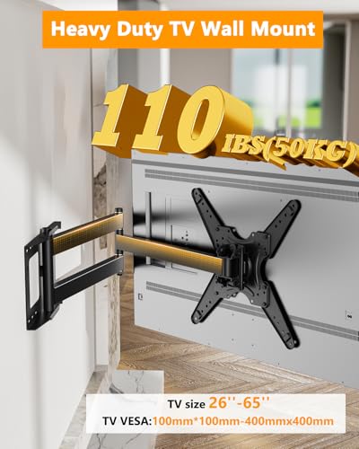 48" Extension Long Arm Rotating TV Wall Mount 26-65”TV by WHYFONE - size: Fit 26-65" TVs