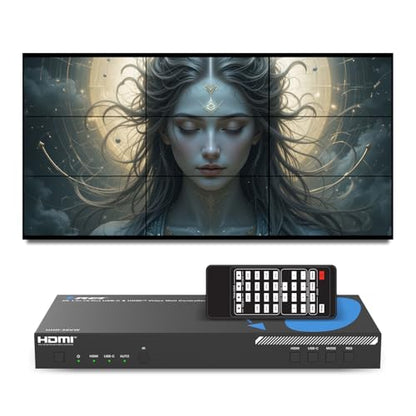 OREI 3x3 HDMI/USB-C Video Wall Controller 4K with RS-232, Audio Extract