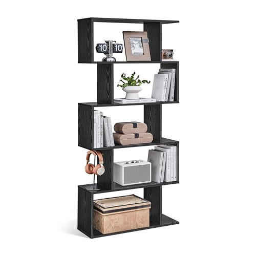 VASAGLE 5-Tier Bookcase, Open Storage, 27.6 x 9.5 x 62.6 Inches - color: Ebony Black, style: 5-Tier (27.6"W)