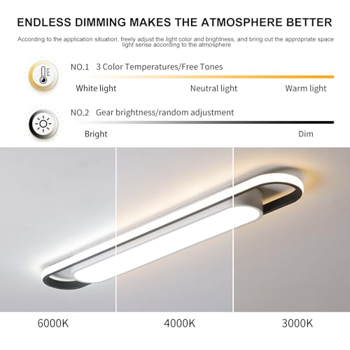 Modern LED Smart Ceiling Light,28.3" Flush Mount Ceiling Lamp, 40W Dimmable Linear Metal Chandelier Light Fittings for Kitchen Laundry Garage Dining Room Office Hallway Closet Aisle - color: Dimmable, size: 28.3 Inch