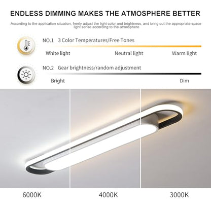 Modern LED Smart Ceiling Light,28.3" Flush Mount Ceiling Lamp, 40W Dimmable Linear Metal Chandelier Light Fittings for Kitchen Laundry Garage Dining Room Office Hallway Closet Aisle - color: Dimmable, size: 28.3 Inch