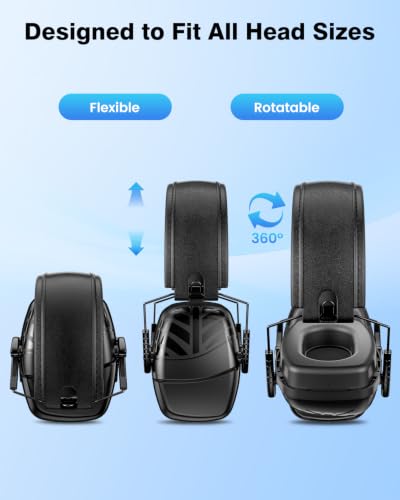 2Pack Ear Protection NRR 35dB Hearing Protection Ear Muffs for Shooting - color: Black, size: 1 Pack