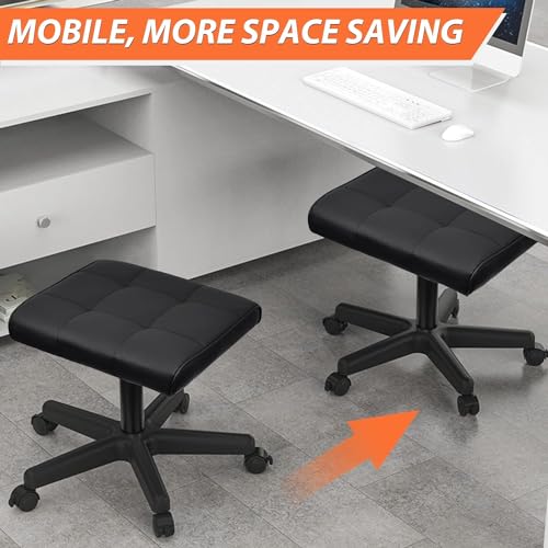 Footrest Under Desk Leg Rest Ottoman Adjustable Height Foot Stool (Black) - color: Black, size: 19.3''L x 15''W