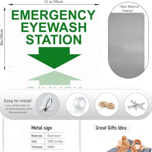 Emergency Eyewash Station Metal Sign 8 x 12 Inch