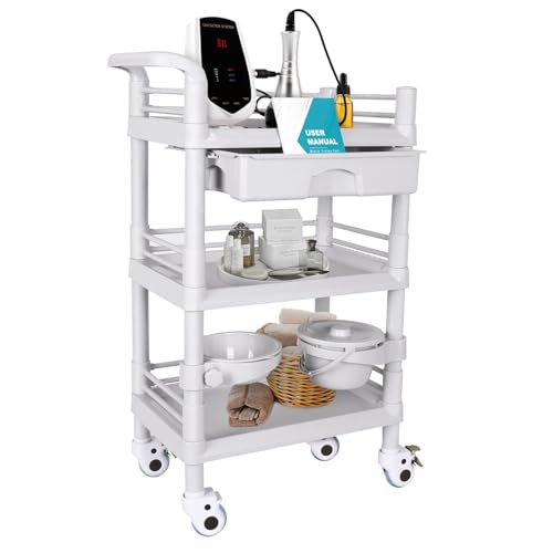 Mobile Medical Trolley Cart 3-Tier 220Lbs Utility Carts for Ultrasound - color: 3-tier Light Gray