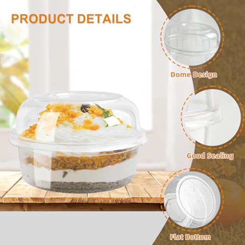 8oz Plastic Containers With Lids And Spoons 50 Pack, Dessert Cups With Lids,Small Disposable Snack Bowls For Ice Cream Cake Fruit Parfait Pudding And Jello Shot (8oz) - size: 8oz