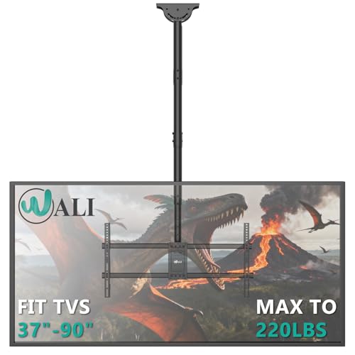 WALI Long Arm Ceiling TV Mount for Most 37-90 inch Large TVs, up to 220 lbs - color: Black (800x400mm), size: 5 feet