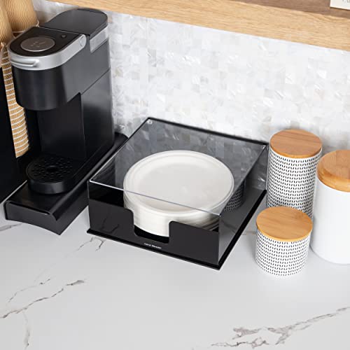 Mind Reader Paper Plate Holder, Covered Dispenser, Dinner Party Essentials, Plate Caddy, Acrylic, 11" L x 11" W x 5" H, Black (Pack of 2) - size: Plate Holder (Pack of 2)