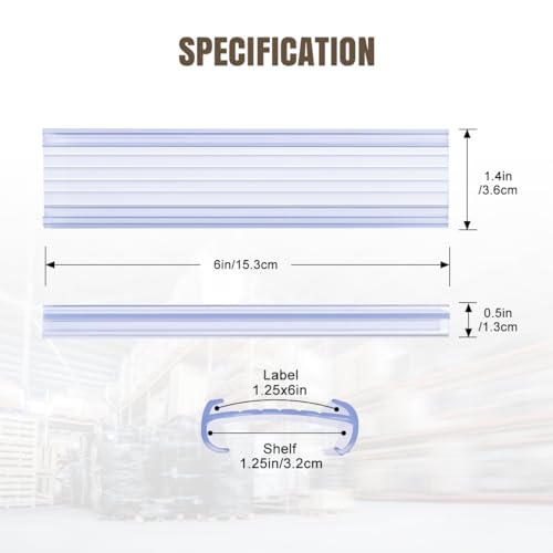 Lenink 20Pcs Wire Shelf Label Holders,Plastic Wire Rack Label Holder Compatible with Metro and Nexel 1-1/4in Shelves,Label Area 6in Lx1.25in H (Label Paper Not Included) (Pack of 2) - color: Transparent, size: 6in (Pack of 2)