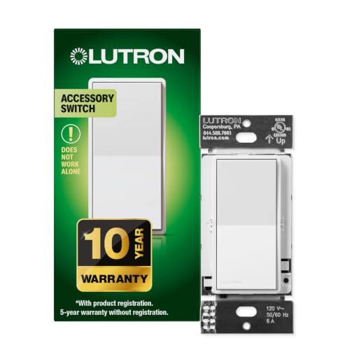 Lutron Sunnata On/Off Accessory Switch with Wallplate, only for use with Sunnata LED+ Dimmers, ST-ASW-WH, White - color: White, size: 1 Pack, style: Accessory Switch (for 3-way)