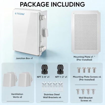 TICONN Outdoor Electrical Box with Ventilation Holes, IP65 Junction Box - color: Off-white, size: 13.8"x9.8"x5.9"