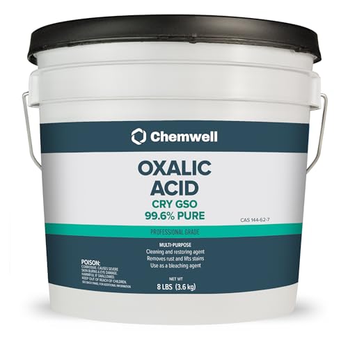Chemwell Oxalic Acid (8 lbs) - 99.6% Pure Industrial Grade Rust Remover & Wood Bleach | Powerful Cleaner for Metal, Stone, and Concrete | Resealable Packaging - size: 128 Ounce (Pack of 1)