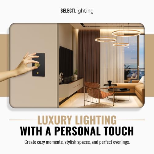 SELECT 1 Gang Solid Brass Rotary Dimmer Switch, 3-Way & 1-Way Compatible - color: Black with Brass, size: 1 Gang, style: 1/3-Way Dimmer
