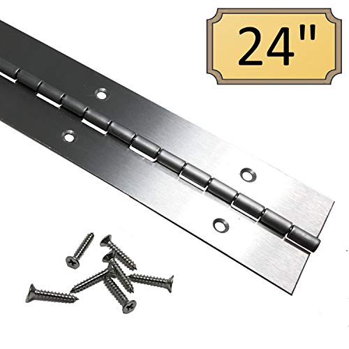 Heavy Duty 2" x 24" 201 Stainless Steel Piano Hinge - .060" Thick - ¾" S.S. Screws Included - 3 Pack - color: 3 Hinges, size: 24 Inch