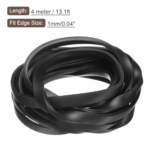 uxcell U Channel Edge Trim, 13.1ft Length Rubber Guard Seal Strip Edge Protector Flat Type Fit for 1mm Edge, (3/16" W x 15/32" H) Black - size: Fit 1mm x 13.1'L x 15/32"H x 3/16"W