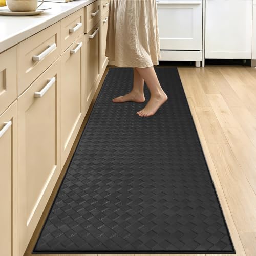 Kitchen Mats and Rugs Cushioned Anti-Fatigue, 23.6" x 86.6", Black - color: Black, size: 86.6"L x 23.6"W x 0.4"Th