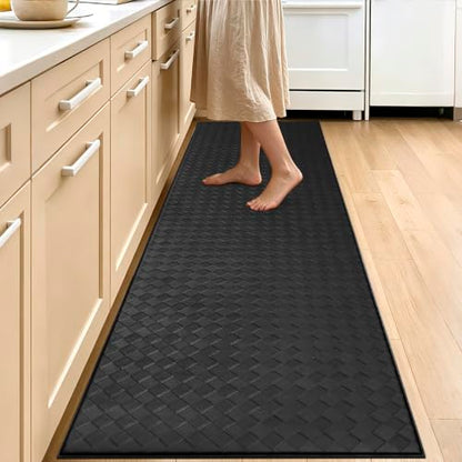 Kitchen Mats and Rugs Cushioned Anti-Fatigue, 23.6" x 86.6", Black - color: Black, size: 86.6"L x 23.6"W x 0.4"Th