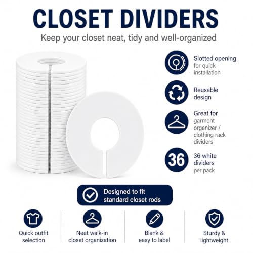 36 Pack White Acrylic Shelf Dividers for Closet Organization - size: 36Pack