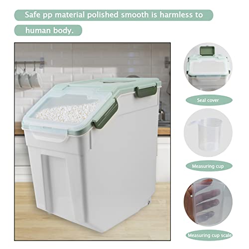 2 Pack 50 lb Airtight Flour Storage Containers with Wheels, Green - color: Green