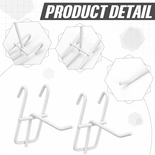 Moxweyeni 25 Pack Grid Wall Hooks, 2 Inch White Gridwall Hanger - color: White, size: 2 Inch