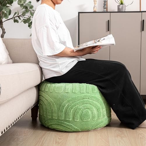 Asuprui Plush Pouf Ottoman Footrest,Foot Stools Ottoman,20"x14", Sage Green - color: Sage Green, size: 20"D x 20"W x 14"H