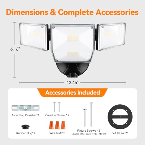 85W 10000LM Dusk to Dawn Outdoor Lighting, 4-Head Super Bright LED Flood Light, 5000K Daylight, IP65 Waterproof Hardwired Exterior Security Light for House Garage, Yard, Backyard (Black) - color: Black