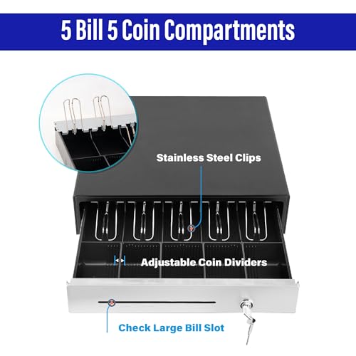 SAM4s 16" "Stainless Steel" Front Heavy Duty Black POS Cash Drawer with 5Bill/5Coin - size: 01. POS