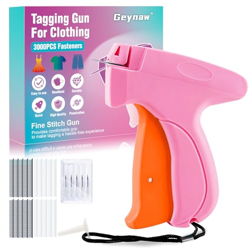 Stitch Gun for Clothes - Stitchy Tagging Gun for Clothing, Handheld Stitch Gun Quick Clothing Fixer, Sewing Kit Includes 6 Needle，3000 Fasteners(1500 Black & 1500 White) - color: Orange+pink