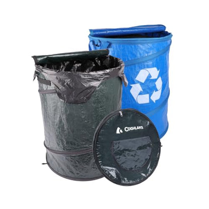 Coghlan's Pop-Up Lightweight Trash & Recycle Can – Collapsible Dual-Purpose Bin for Camping, RV, and Travel – Durable, Compact, and Easy to Store – 29.5 Gallon - color: Trash & Recycle Can Set - 29.5 Gallon