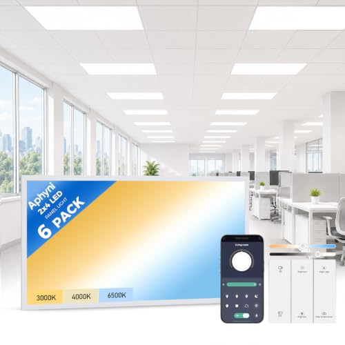 2x4 LED Flat Panel Light 6 Pack, 70W 9310LM, 2.4G Wireless Switch & App