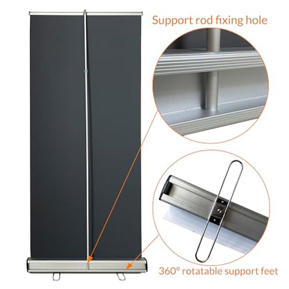 Retractable Banner Stand 24" W x 80" H – Heavy Duty Roll Up Banner Display with Padded Carrying Bag for Trade Show, Exhibition, Business Advertising (Stand Only) - size: 80" Height