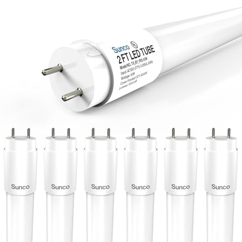 Sunco 6 Pack 2 Foot T8 LED Tube Light Bulbs, 10W, 5000K, Ballast Bypass - size: 6 Pack