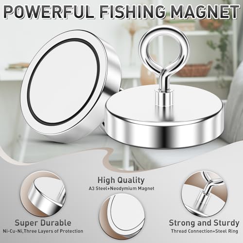 FINDMAG 1000 LBS High Power Fishing Magnet, 3.54 Inch Rare Earth Magnet - size: 3.54 inches (90mm)