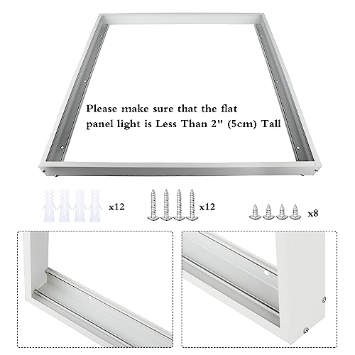 2Pcs 2x2FT Aluminum Surface Mount Kit for LED Flat Panel Light - color: White-2 Set, size: 2FT × 2FT
