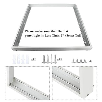 2Pcs 2x2FT Aluminum Surface Mount Kit for LED Flat Panel Light - color: White-2 Set, size: 2FT × 2FT