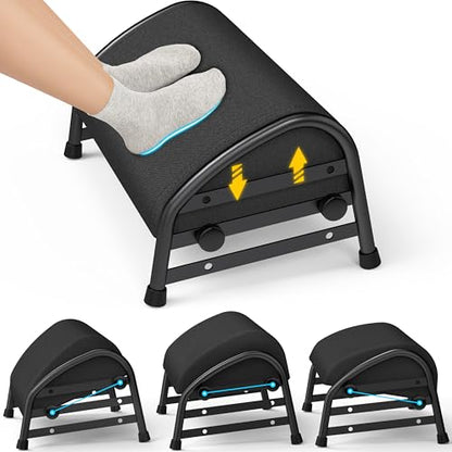 YEASHEIN Adjustable Foot Rest for Under Desk at Work, Ergonomic Foot Stools - color: Black